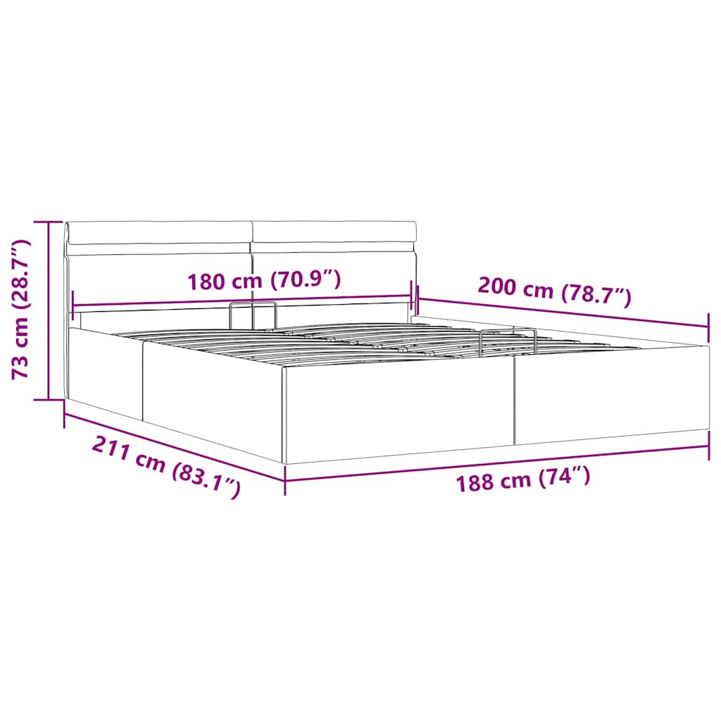Hidraulični okvir za krevet LED svjetlosivi tkanina 180x200 cm