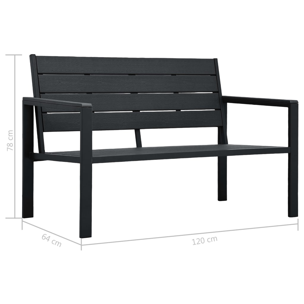 Vrtna klupa 120 cm HDPE crna s izgledom drva
