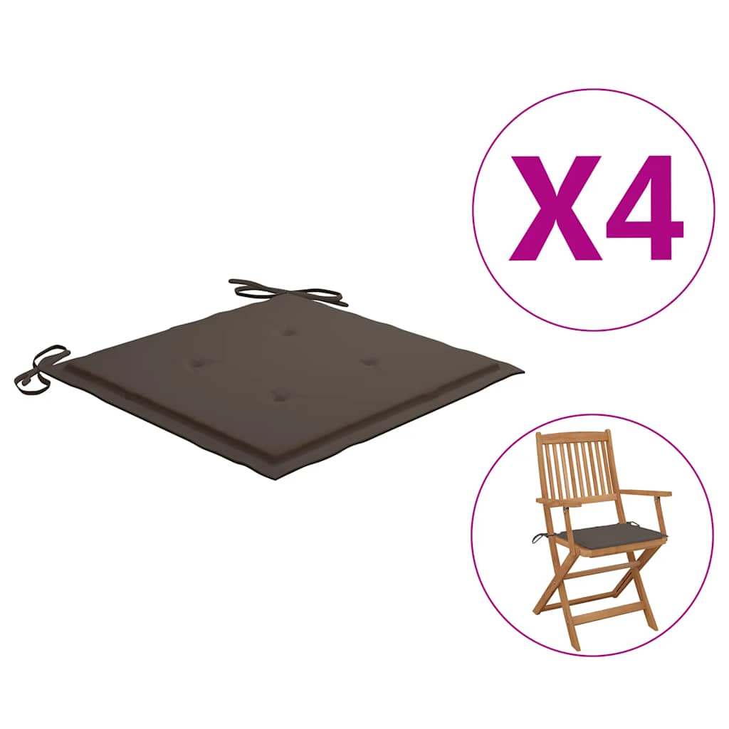 Jastuci za vrtne stolice 4 kom smeđesivi 40x40x4 cm od tkanine