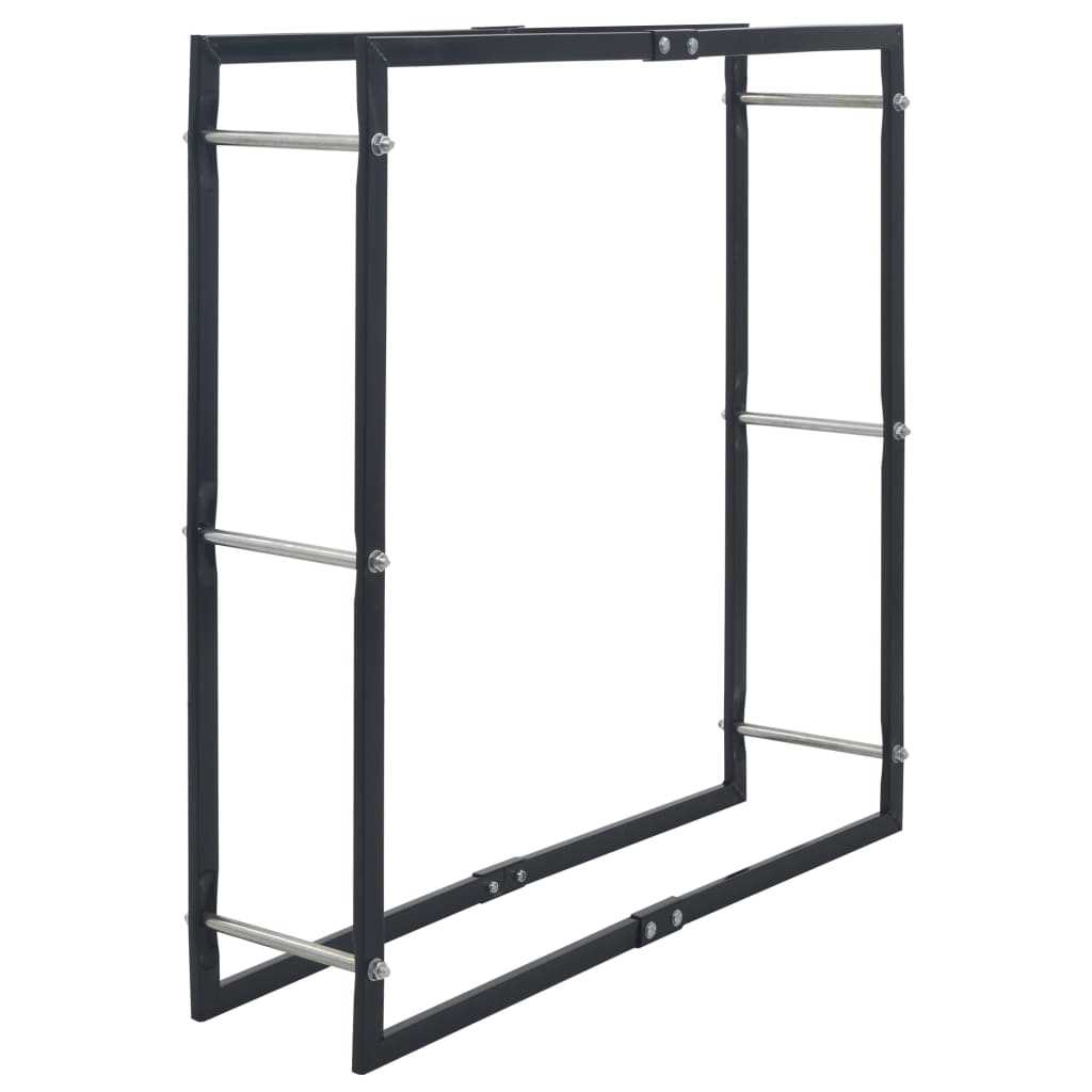 Stalak za drva za ogrjev crni 100 x 25 x 100 cm čelični