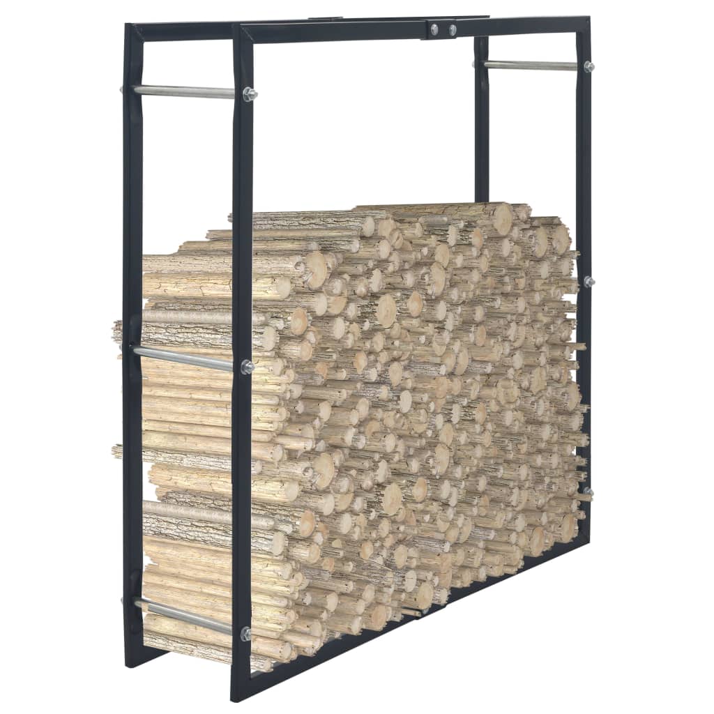 Stalak za drva za ogrjev crni 100 x 25 x 100 cm čelični