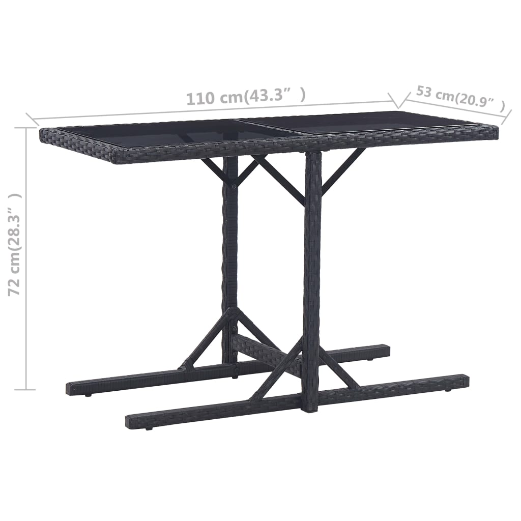 Vrtni stol crni 110 x 53 x 72 cm stakleni i poliratan