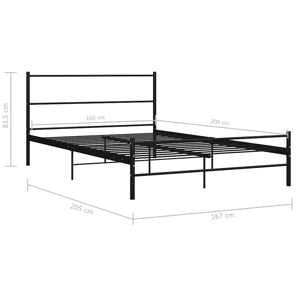 Okvir za krevet crni metalni 160 x 200 cm