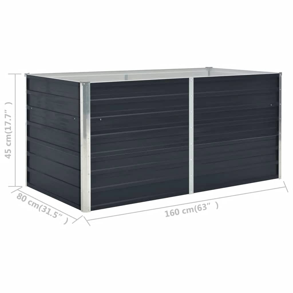 Povišena vrtna gredica 160x80x45 cm pocinčani čelik antracit