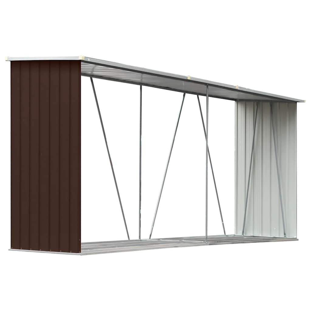 Vrtna ostava za drva od pocinčanog čelika 330x84x152 cm smeđa