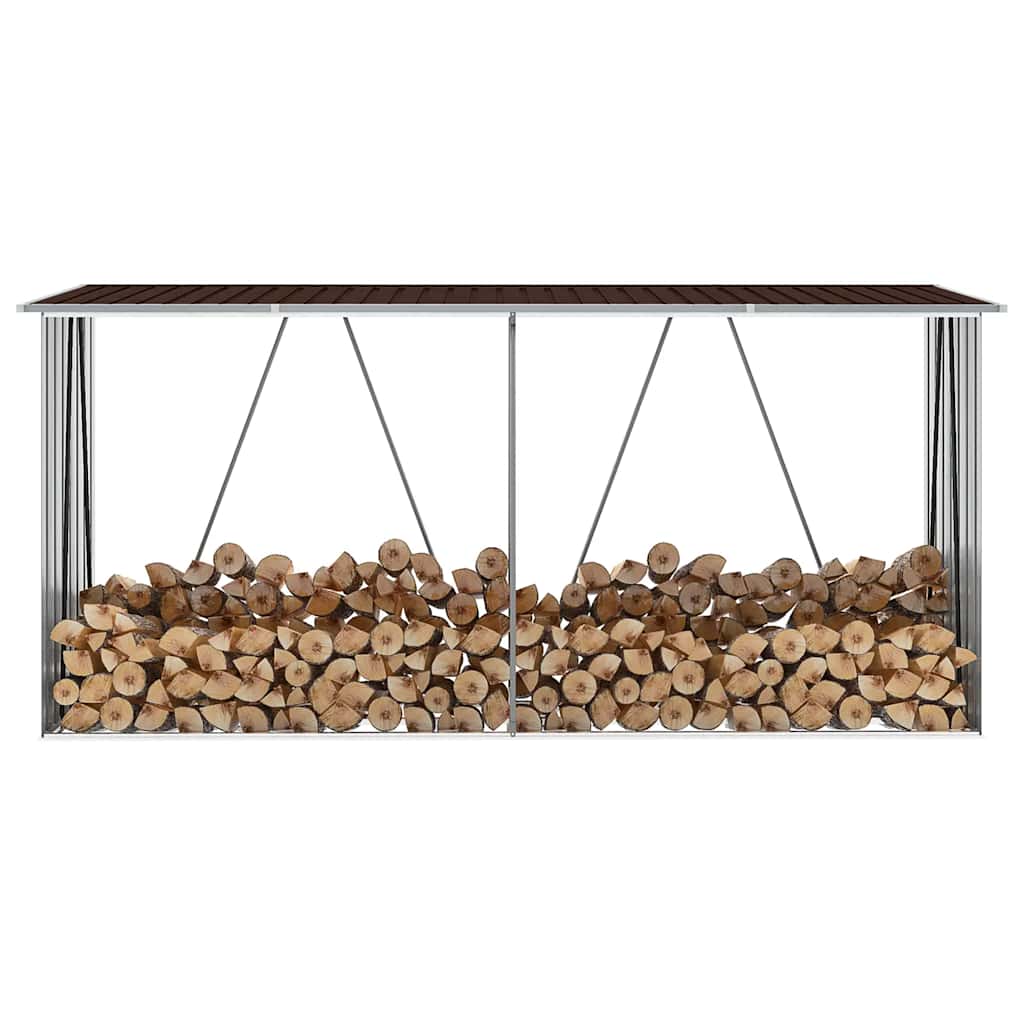 Vrtna ostava za drva od pocinčanog čelika 330x84x152 cm smeđa