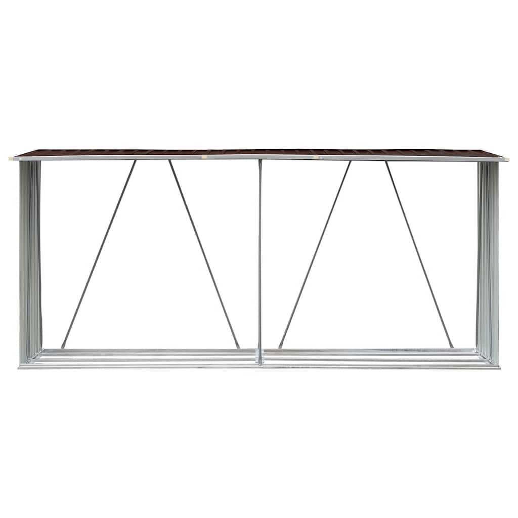 Vrtna ostava za drva od pocinčanog čelika 330x84x152 cm smeđa