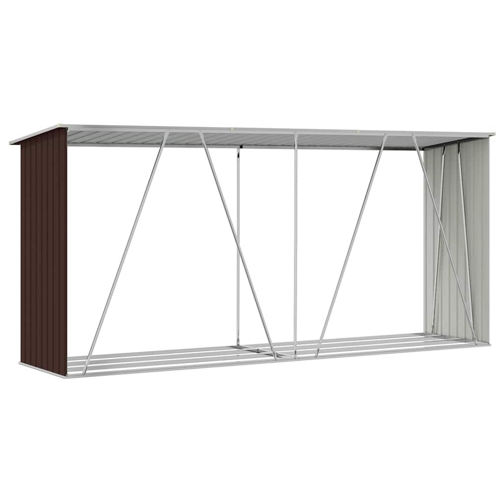 Vrtna ostava za drva od pocinčanog čelika 330x84x152 cm smeđa