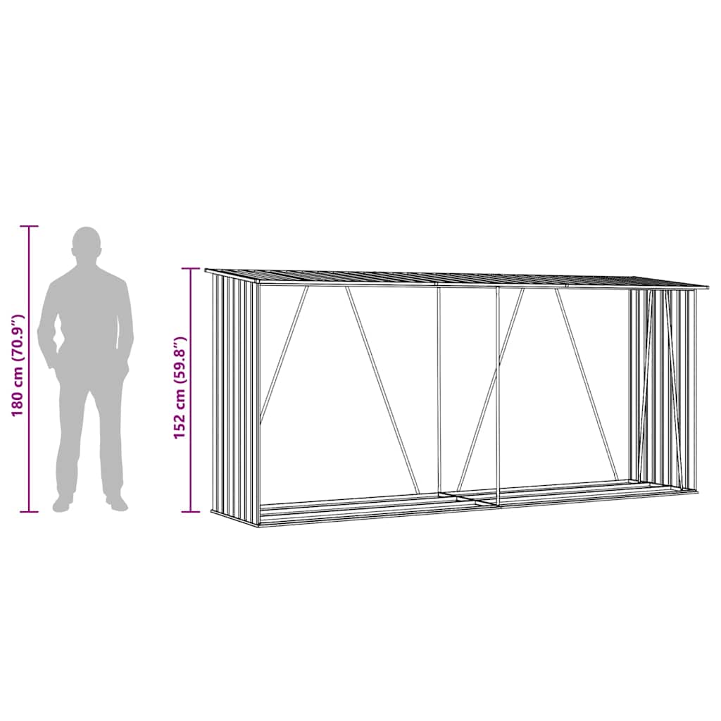 Vrtna ostava za drva od pocinčanog čelika 330x84x152 cm smeđa