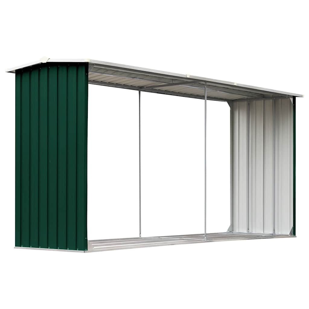 Vrtna ostava za drva od pocinčanog čelika 330x92x153 cm zelena