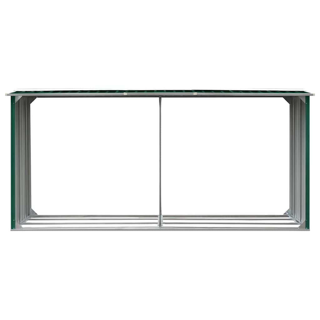 Vrtna ostava za drva od pocinčanog čelika 330x92x153 cm zelena