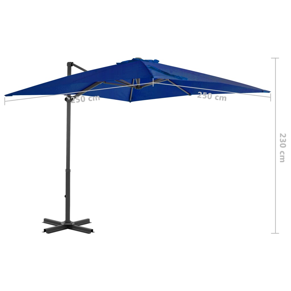 Konzolni vrtni suncobran s aluminijskim stupom 250x250cm azurni