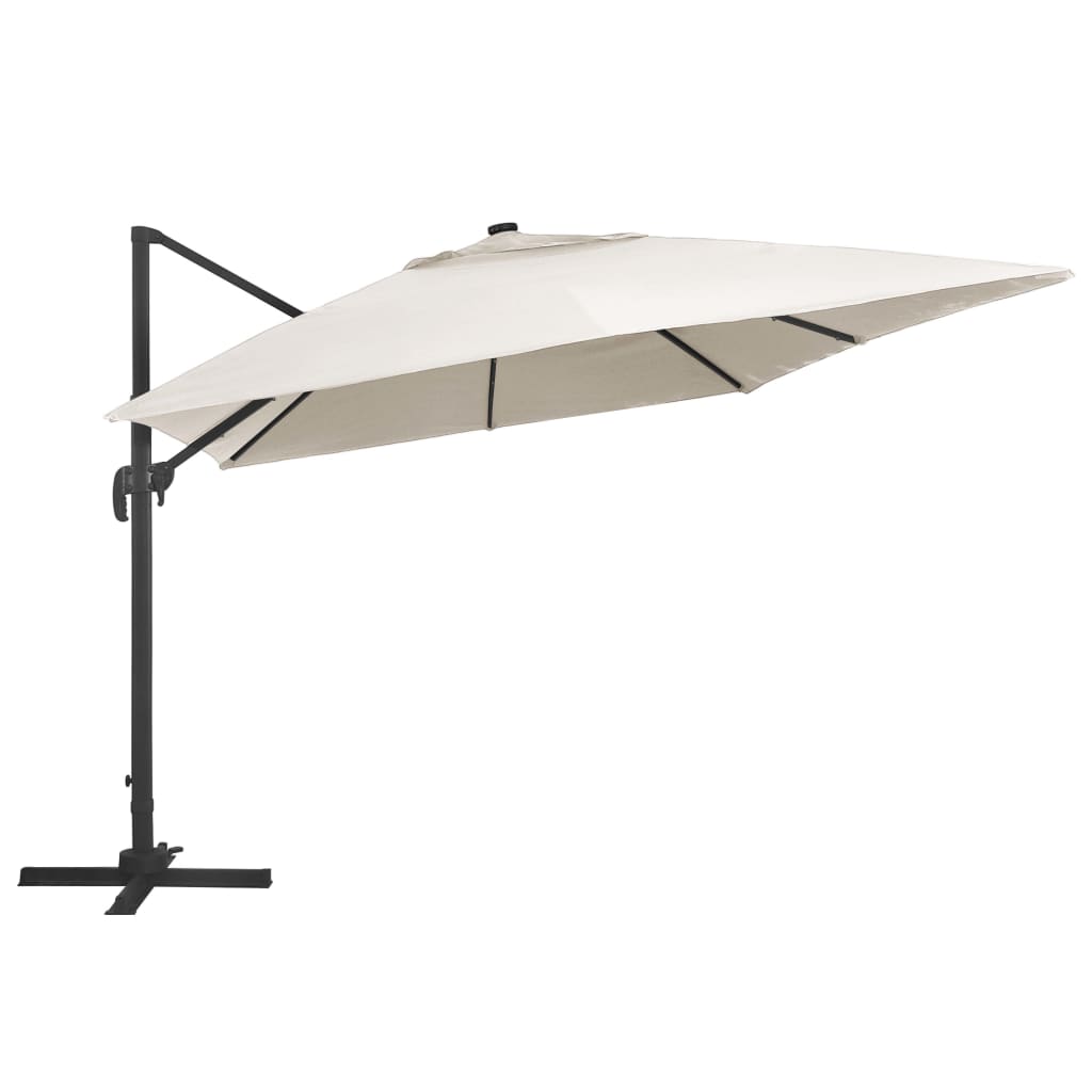 Konzolni vrtni suncobran LED sa stupom 400x300 cm boja pijeska