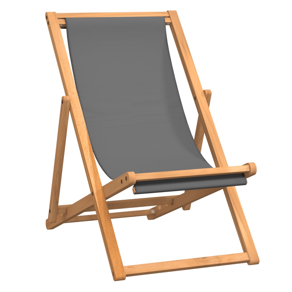 Sklopiva stolica za plažu od masivne tikovine siva