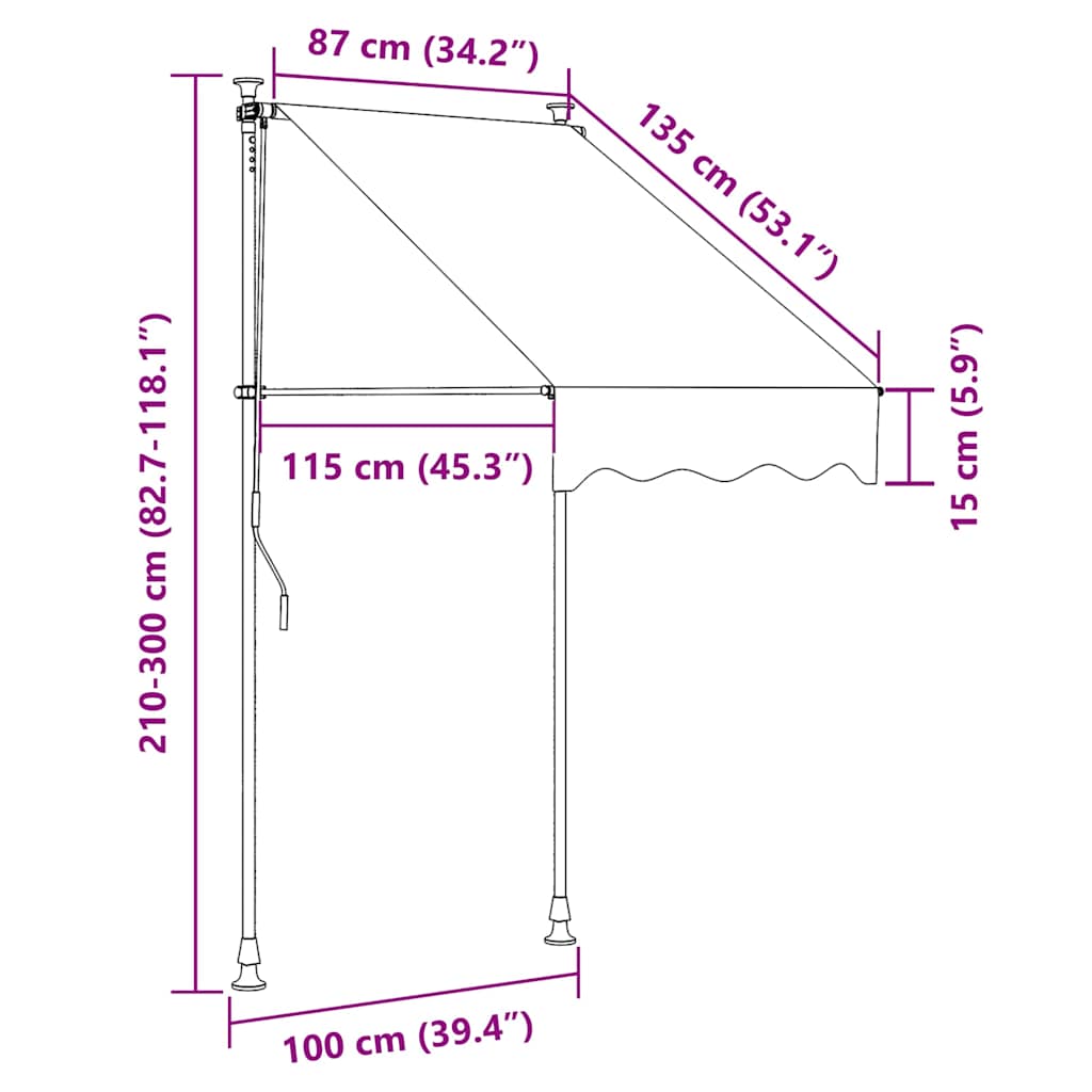 Tenda na ručno uvlačenje 100 cm narančasto-smeđa