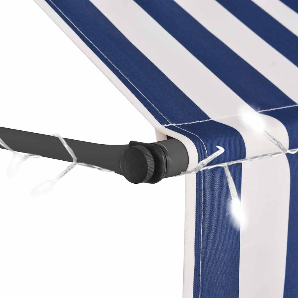 Tenda na ručno uvlačenje s LED svjetlima 400 cm plavo-bijela
