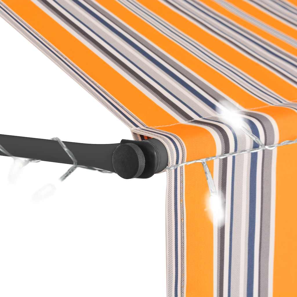 Tenda na ručno uvlačenje s LED svjetlima 100 cm žuto-plava