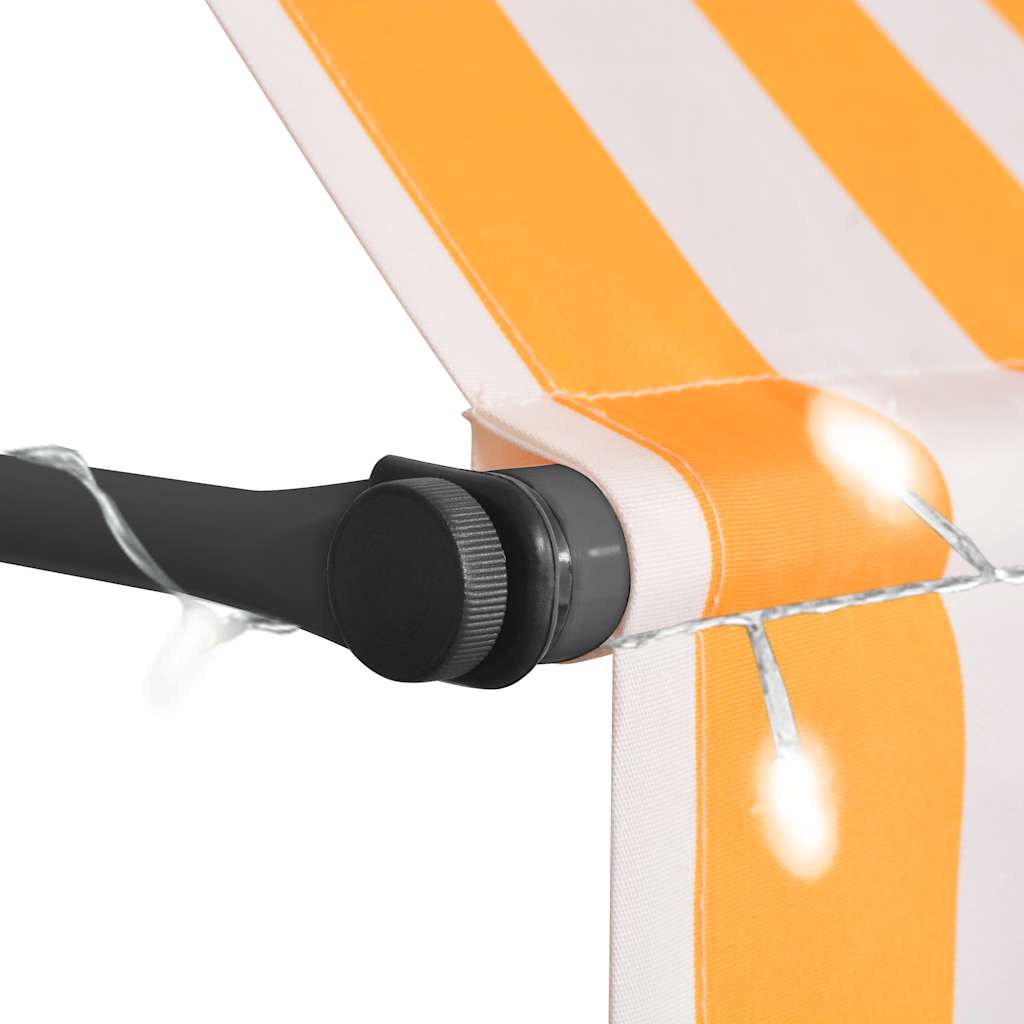 Tenda na ručno uvlačenje LED 300 cm bijelo-narančasta