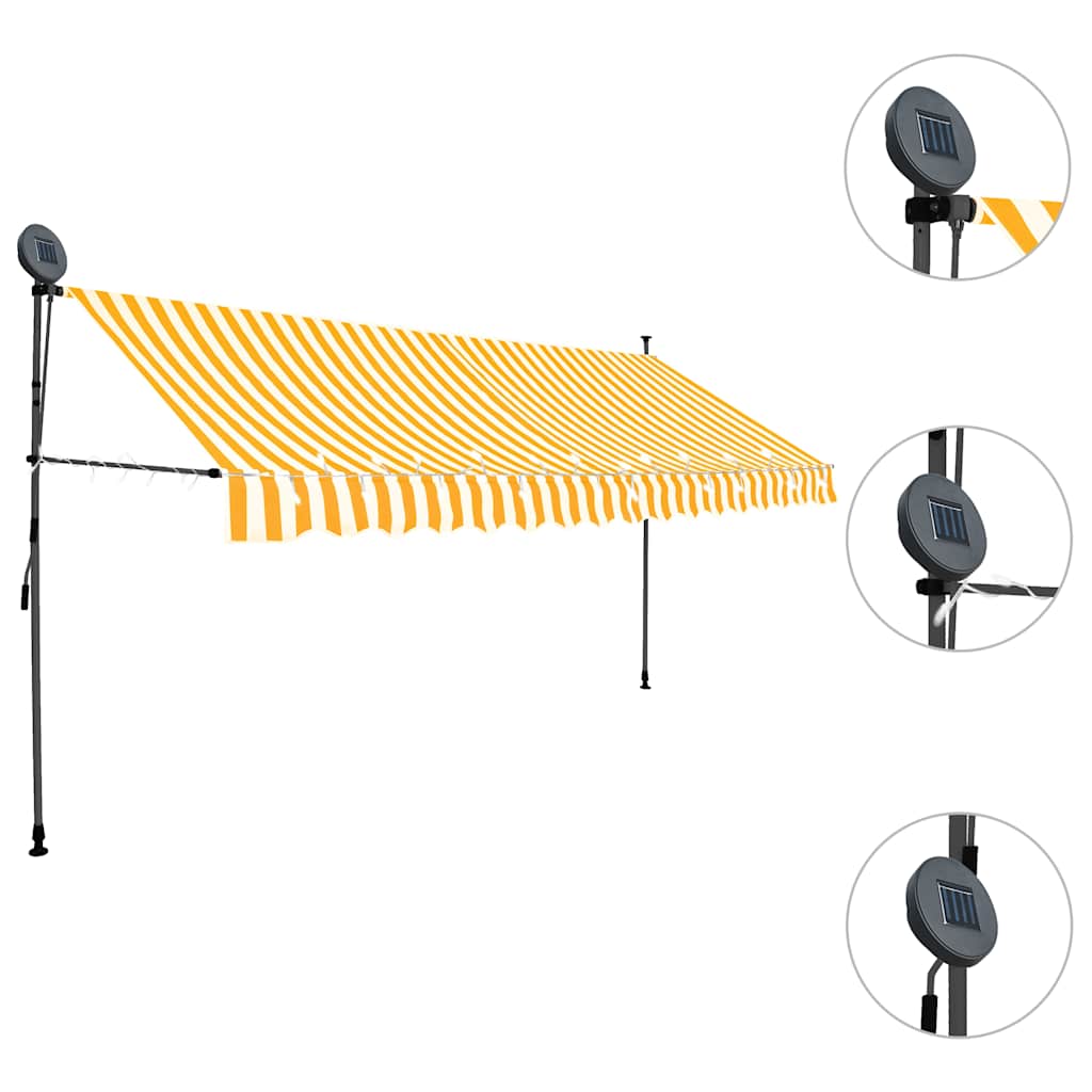 Tenda na ručno uvlačenje LED 400 cm bijelo-narančasta