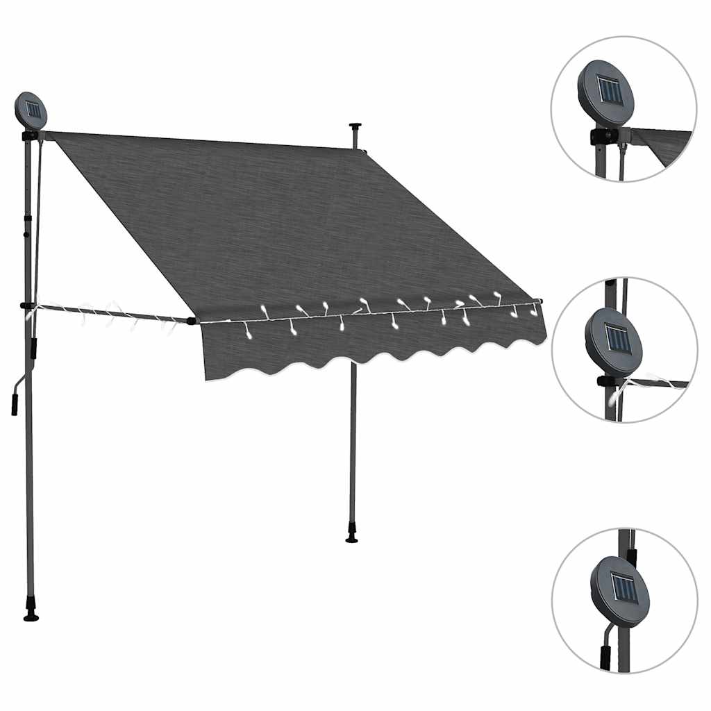 Tenda na ručno uvlačenje s LED svjetlima 100 cm antracit