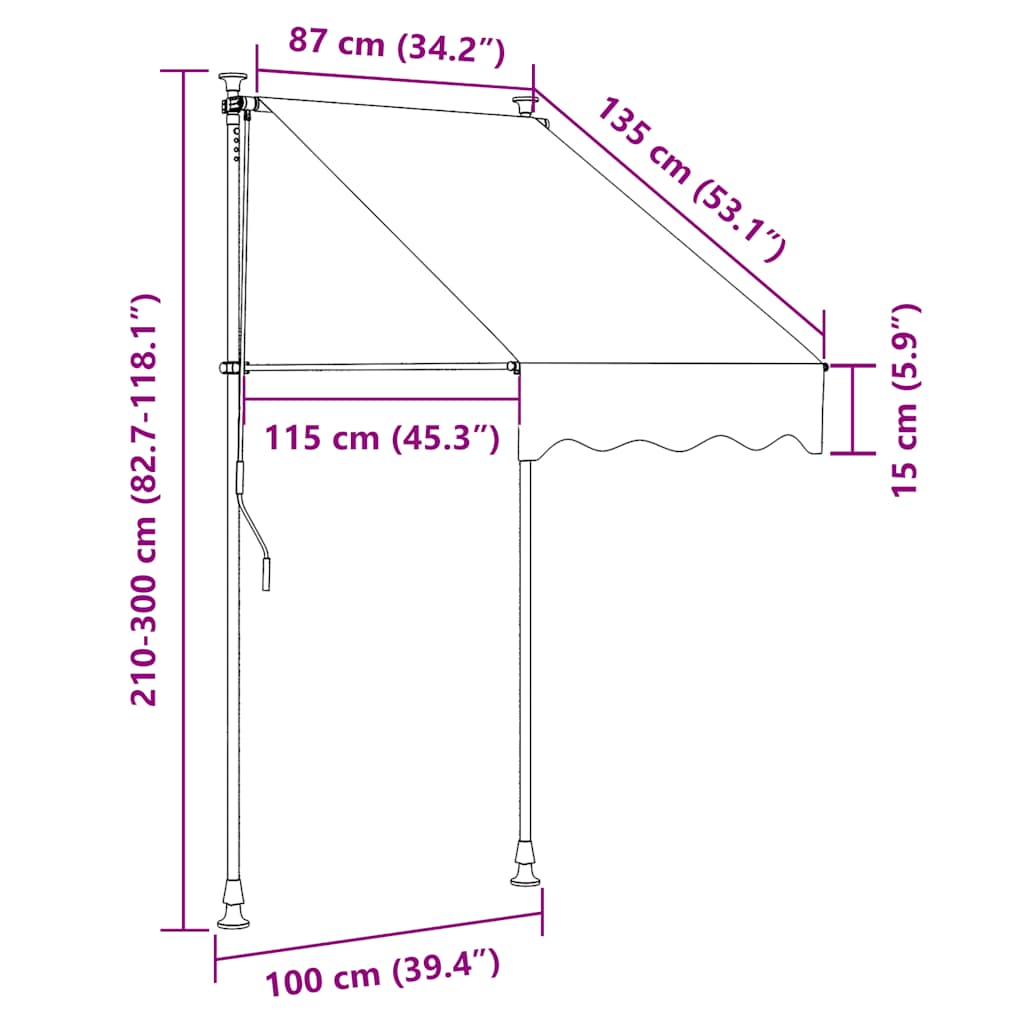Tenda na ručno uvlačenje s LED svjetlima 100 cm antracit