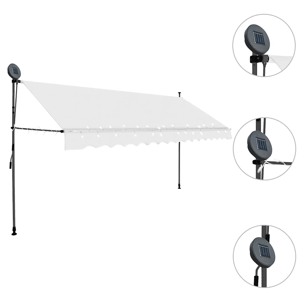 Tenda na ručno uvlačenje s LED svjetlima 400 cm krem
