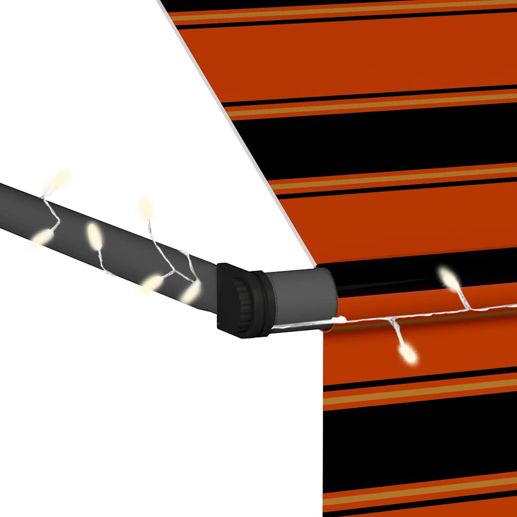 Tenda na ručno uvlačenje s LED svjetlom 150 cm narančasto-smeđa