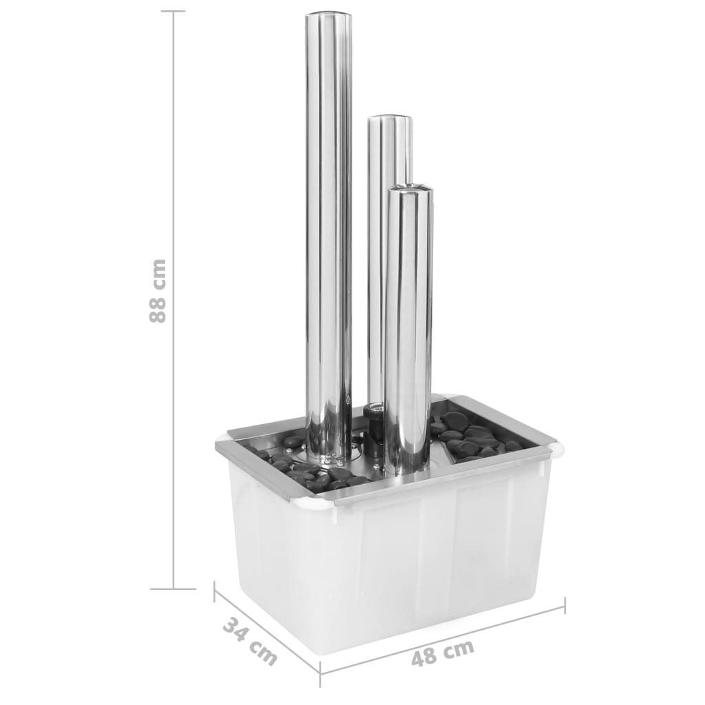 Vrtna fontana srebrna 48 x 34 x 88 cm od nehrđajućeg čelika