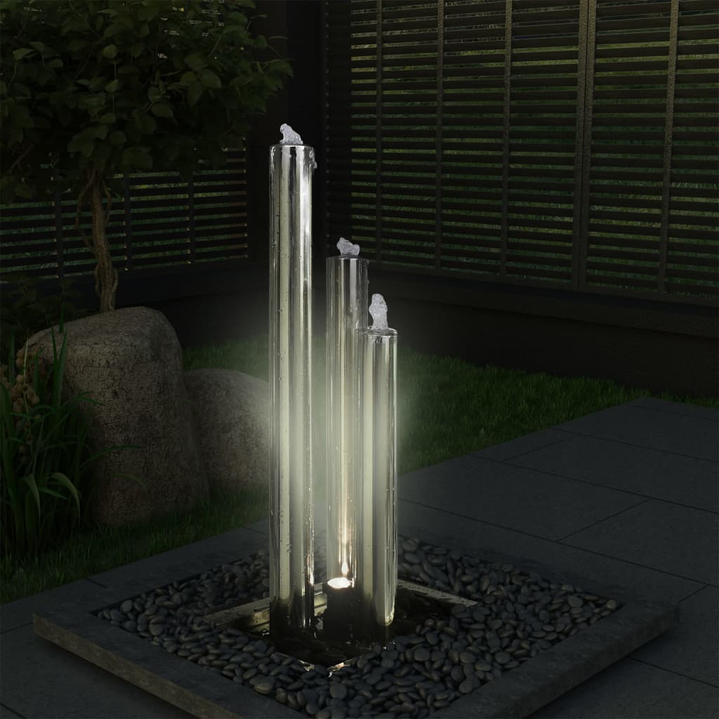 Vrtna fontana srebrna 48 x 34 x 88 cm od nehrđajućeg čelika