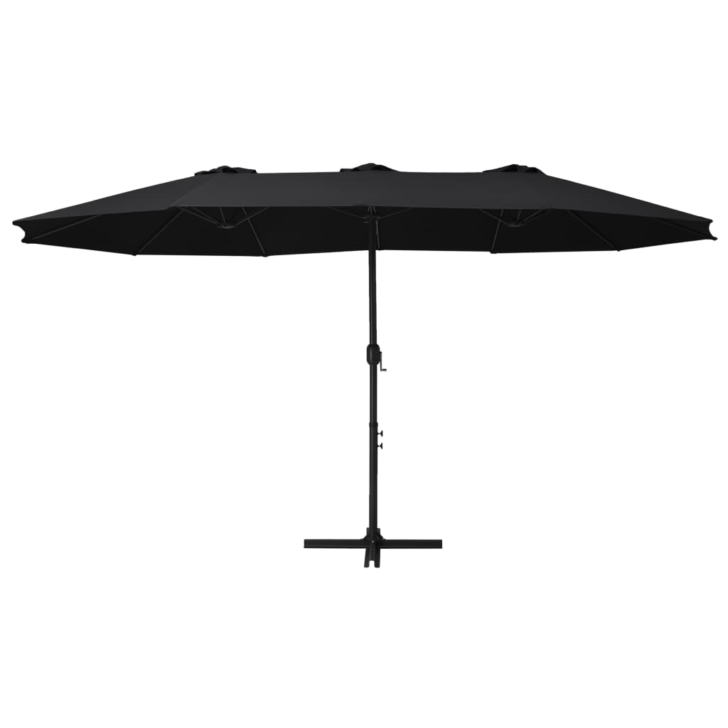 Vanjski suncobran s aluminijskim stupom 460 x 270 cm crni