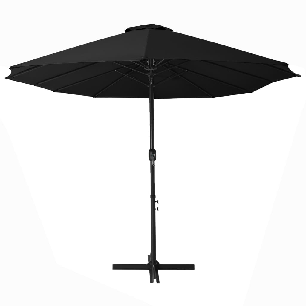 Vanjski suncobran s aluminijskim stupom 460 x 270 cm crni