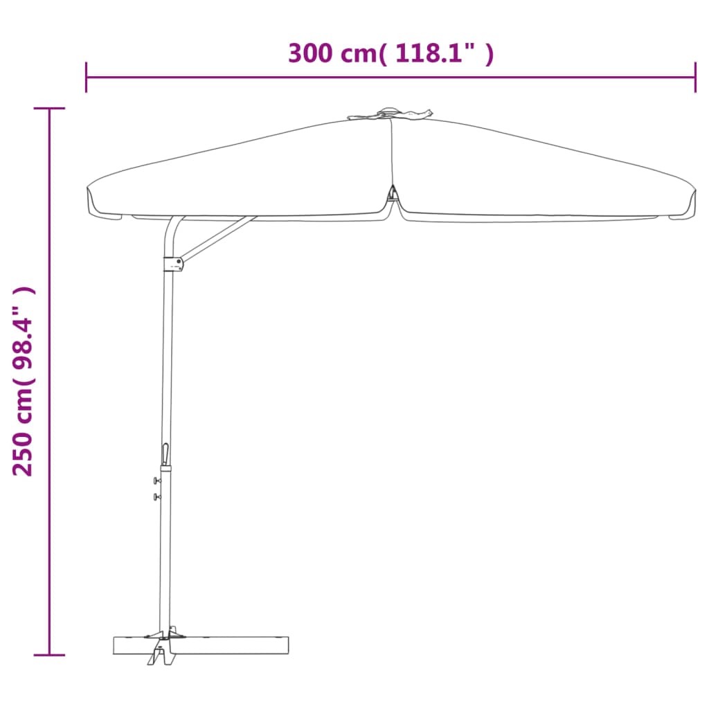 Vrtni suncobran s čeličnim stupom 300 cm bordo