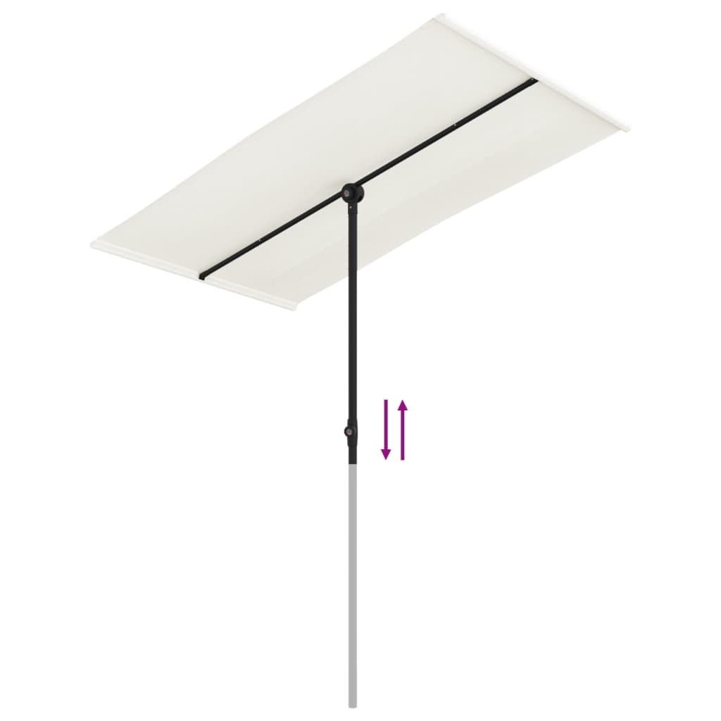 Vrtni suncobran s aluminijskim stupom 180x110 cm pijesak bijeli
