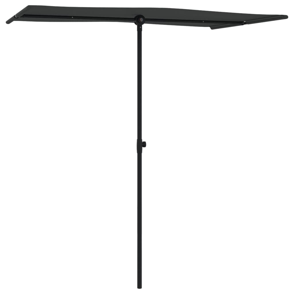 Vrtni suncobran s aluminijskim stupom 180 x 110 cm crni