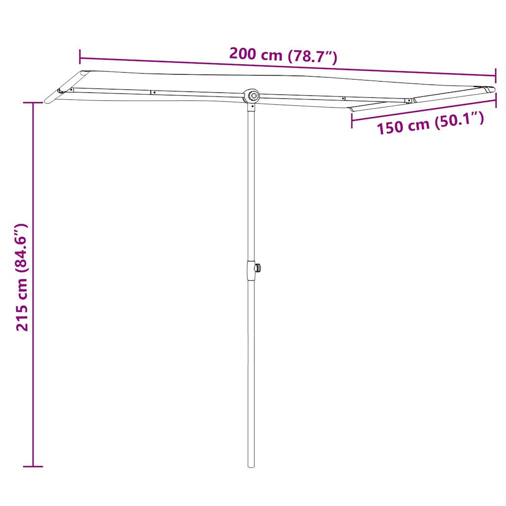 Vrtni suncobran s aluminijskim stupom 2 x 1,5 m antracit