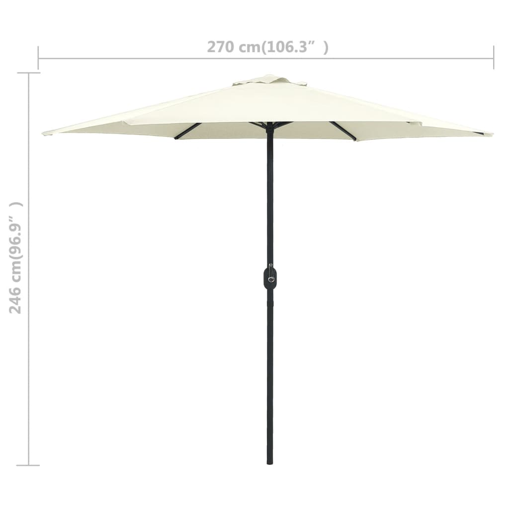 Vrtni suncobran s aluminijskim stupom 270x246 cm pijesak bijeli