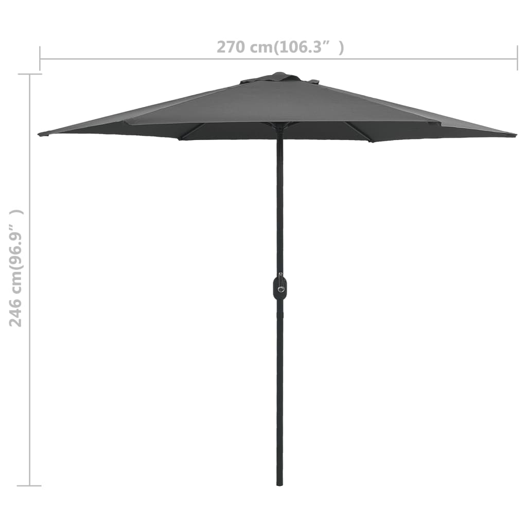 Vrtni suncobran s aluminijskim stupom 270 x 246 cm antracit