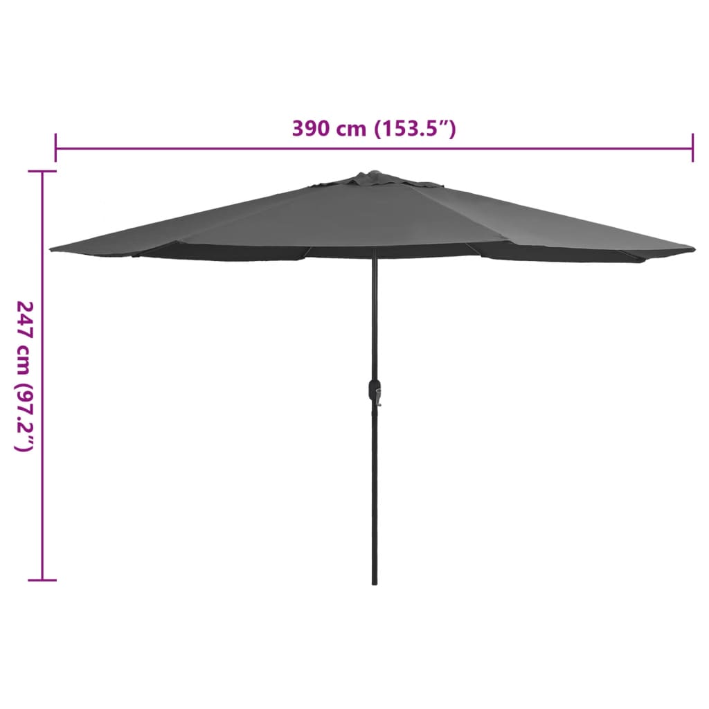 Vrtni suncobran s metalnim stupom 390 cm antracit