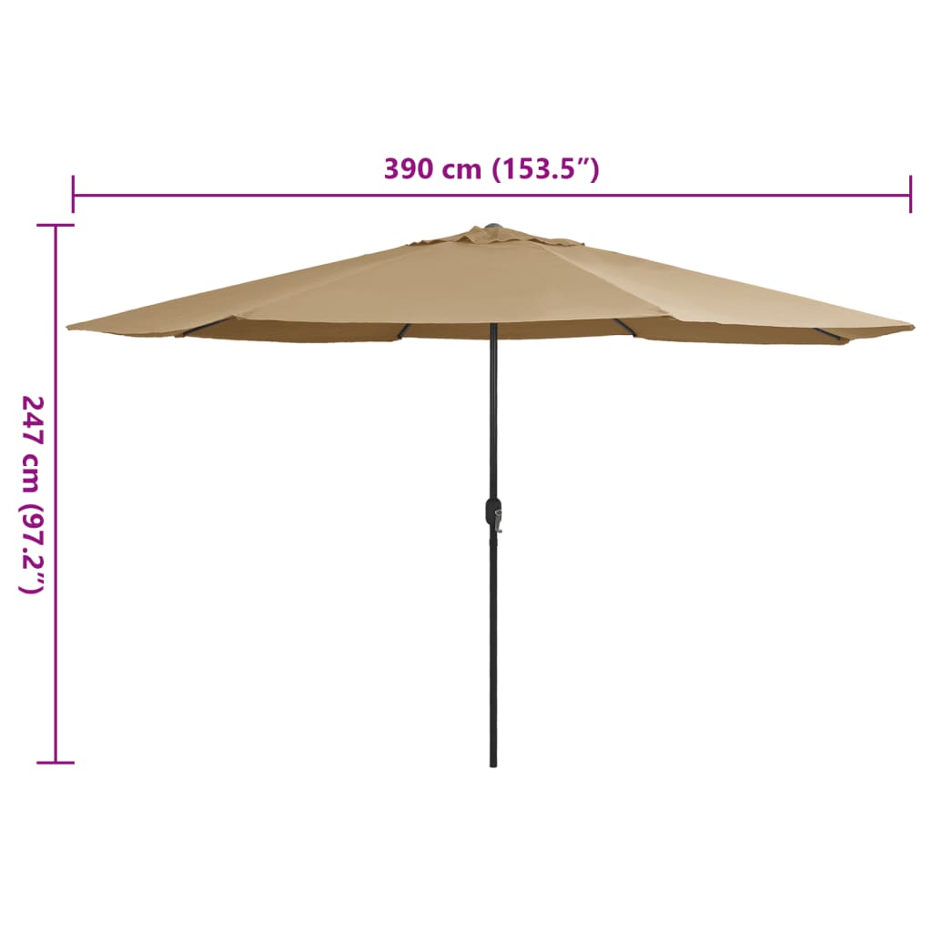 Vrtni suncobran s metalnim stupom 390 cm smeđesivi
