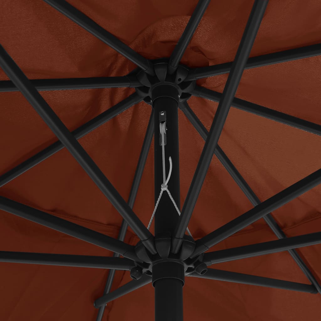 Vrtni suncobran s metalnim stupom 390 cm terakota