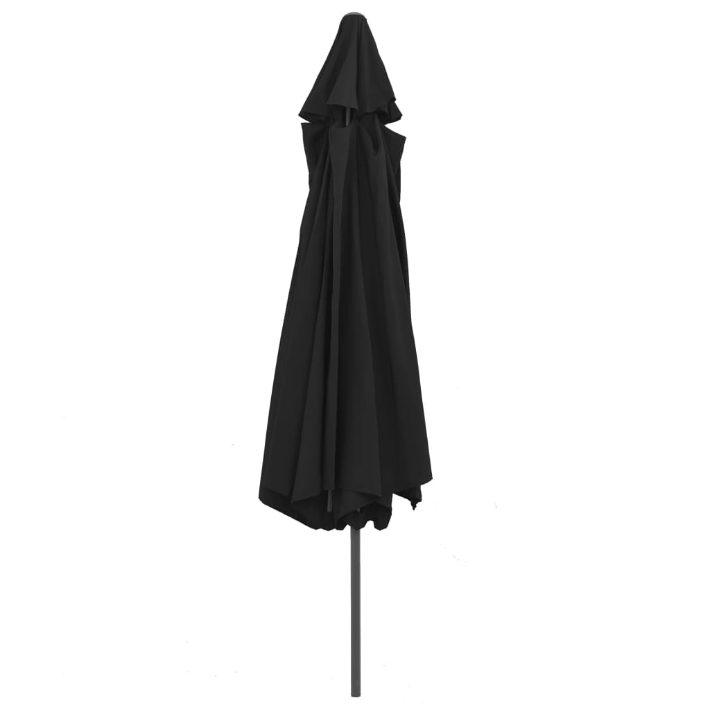 Vrtni suncobran s metalnim stupom 390 cm crni
