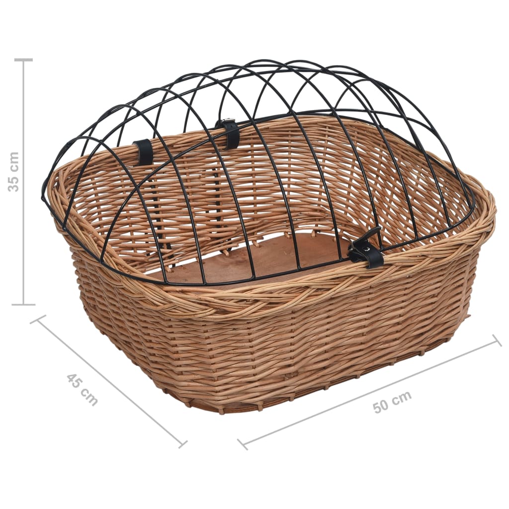 Prednja košara za bicikl s poklopcem 50x45x35 cm prirodna vrba