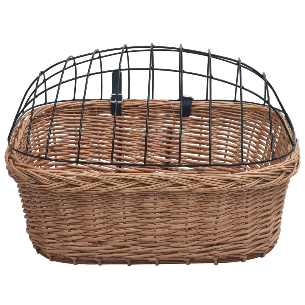 Prednja košara za bicikl s poklopcem 50x45x35 cm prirodna vrba