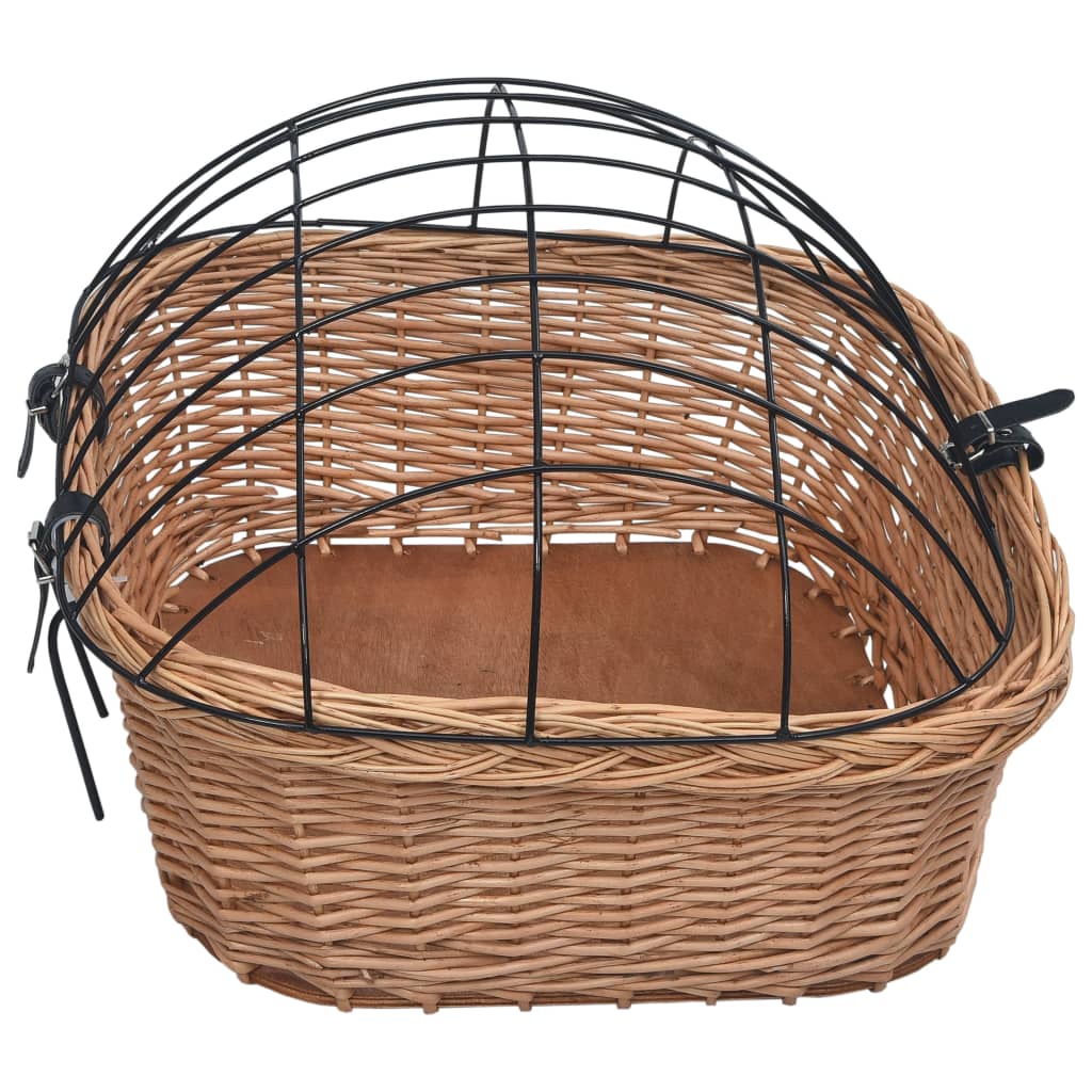Prednja košara za bicikl s poklopcem 50x45x35 cm prirodna vrba