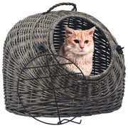 Transporter za mačke sivi 50 x 42 x 40 cm od prirodne vrbe