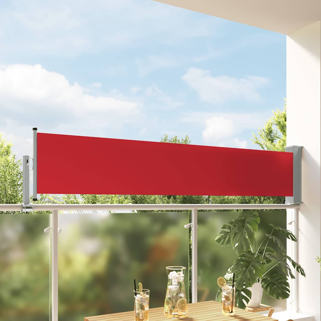Uvlačiva bočna tenda za terasu 60 x 300 cm crvena