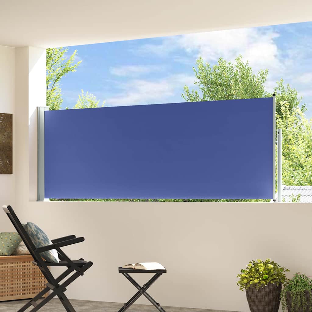 Uvlačiva bočna tenda za terasu 100 x 300 cm plava