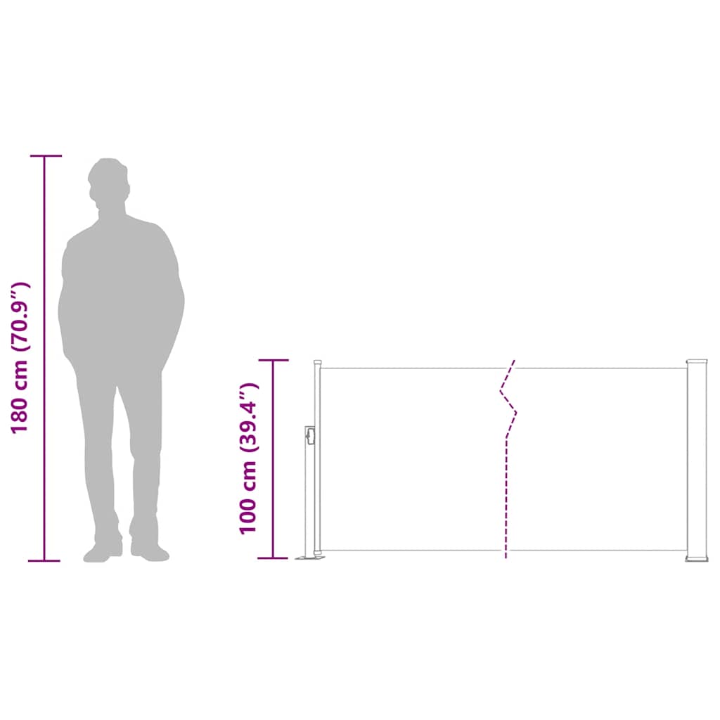 Uvlačiva bočna tenda za terasu 100 x 500 cm krem