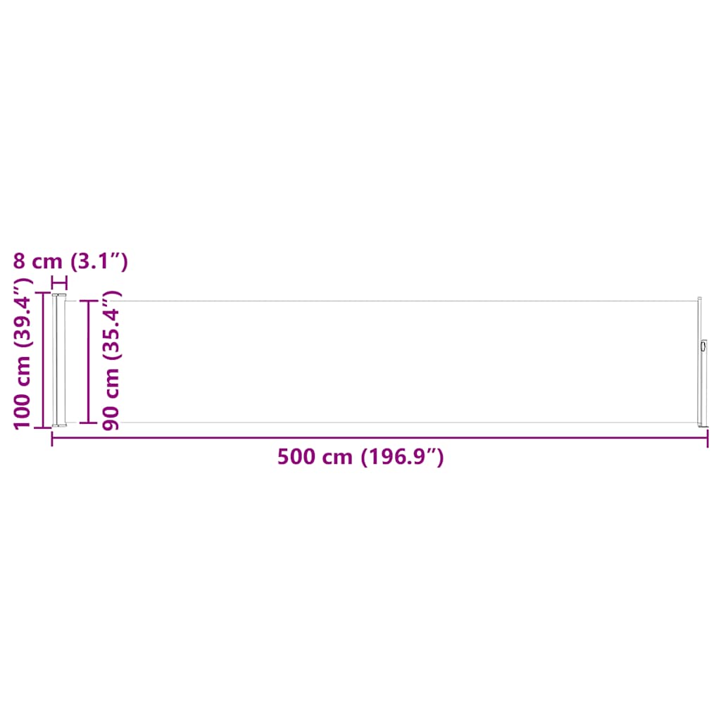 Uvlačiva bočna tenda za terasu 100 x 500 cm smeđa