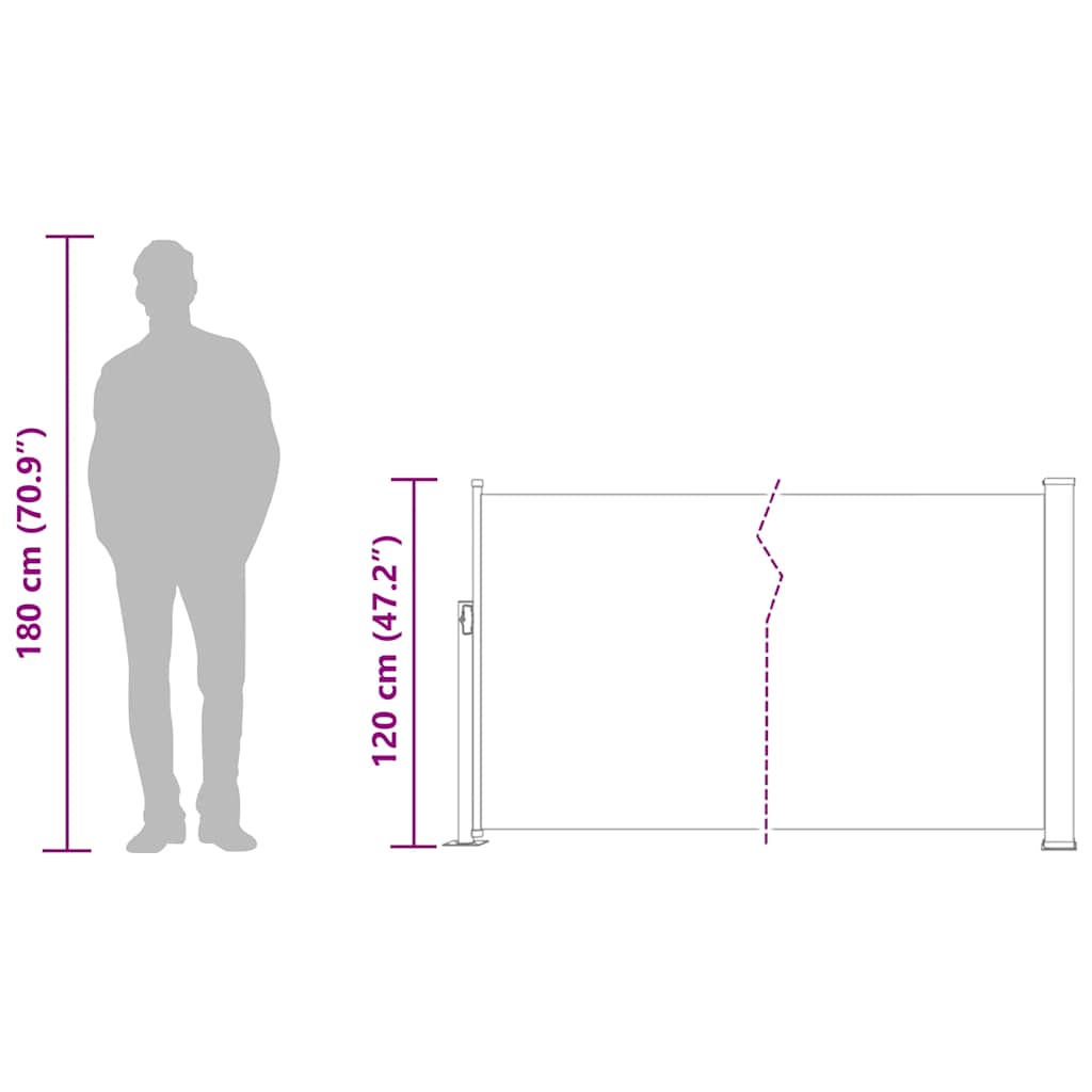 Uvlačiva bočna tenda za terasu 120 x 500 cm plava
